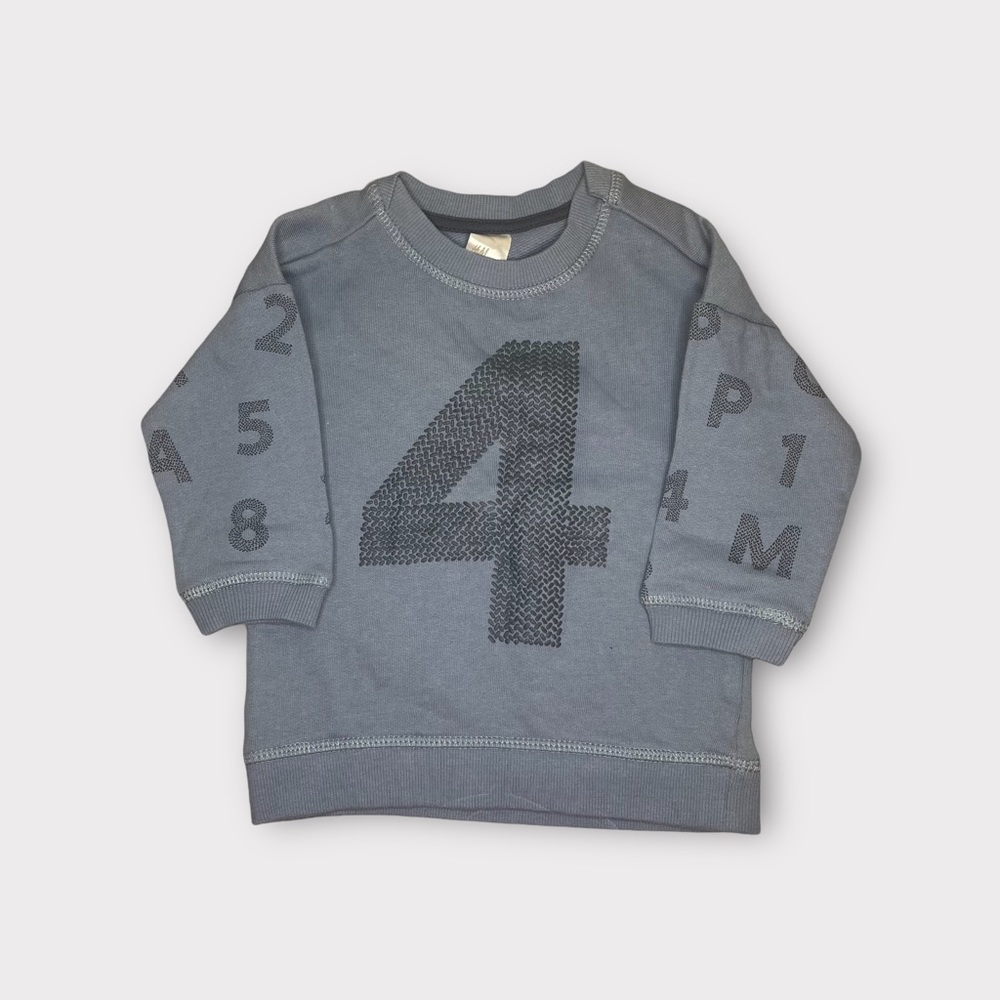 H&M Number 4 Letter Pattern Blue Sweater